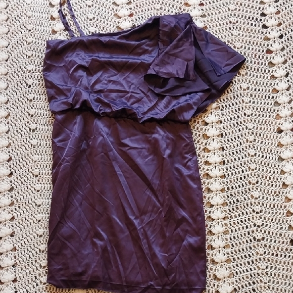 Jessica Simpson Purple Asymmetrical Ruched Cocktail Dress - Picture 5 of 7